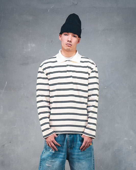 Creme Striped Polo