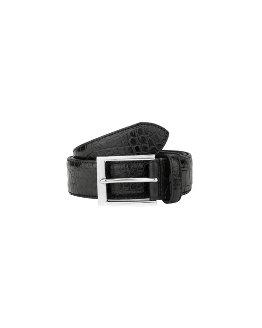 Black Croc Leather Belt (Authentic)
