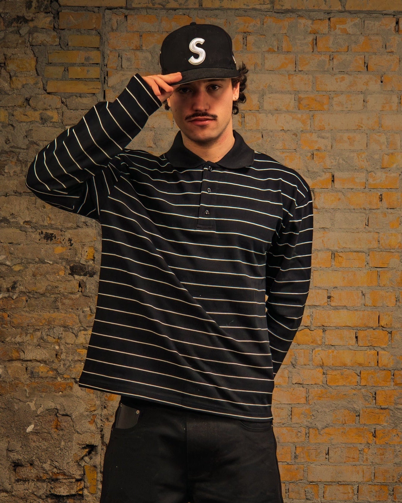 Black Striped Polo
