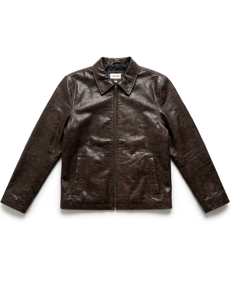 Brown Vintage Leather Jacket (Authentic)