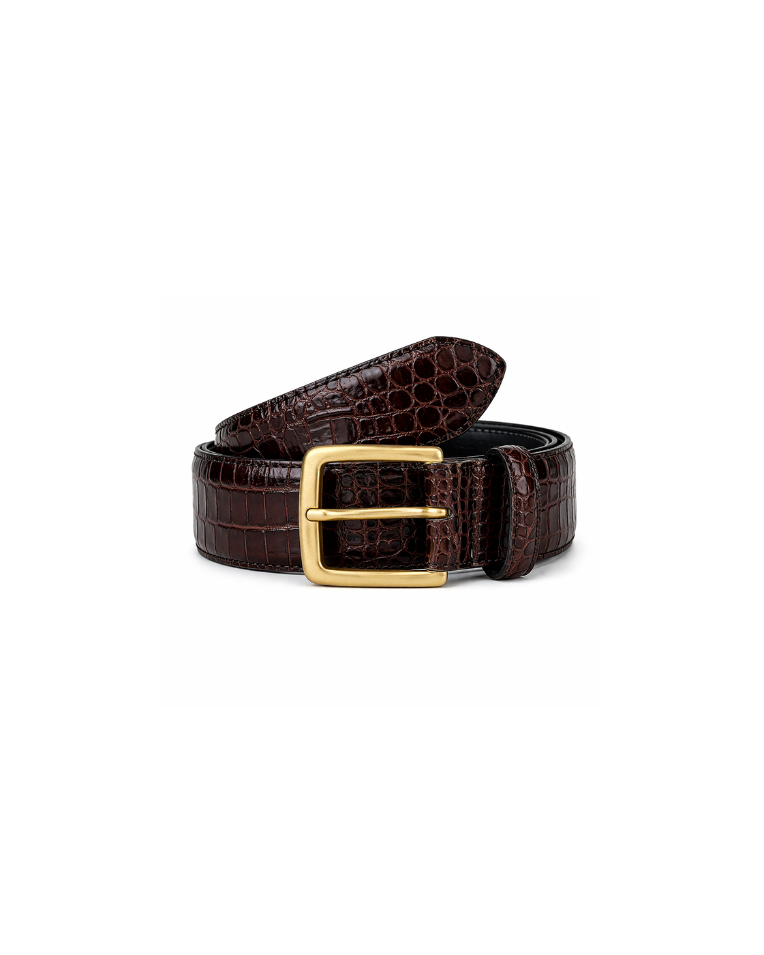 Brown Croc Leather Belt (Authentic)
