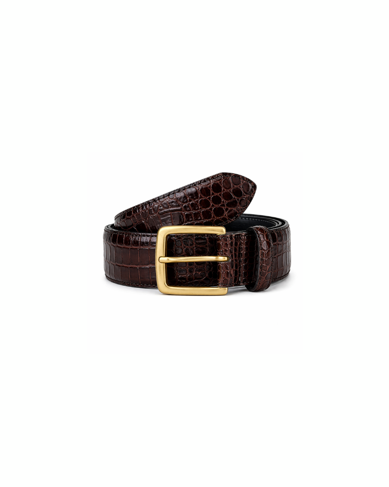 Brown Croc Leather Belt (Authentic)