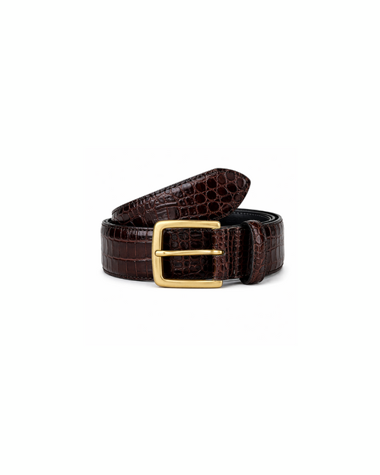 Brown Croc Leather Belt (Authentic)